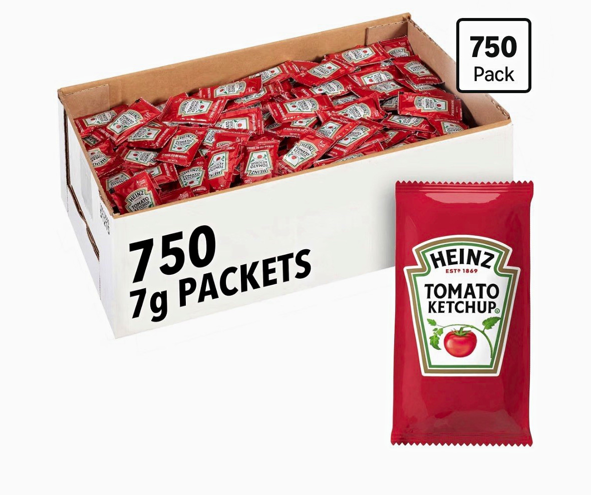Heinz Tomato Ketchup, 750 Single Serve Packets, 7 Heinz Tomato Ketchup, 750 Single Serve Packets, 7