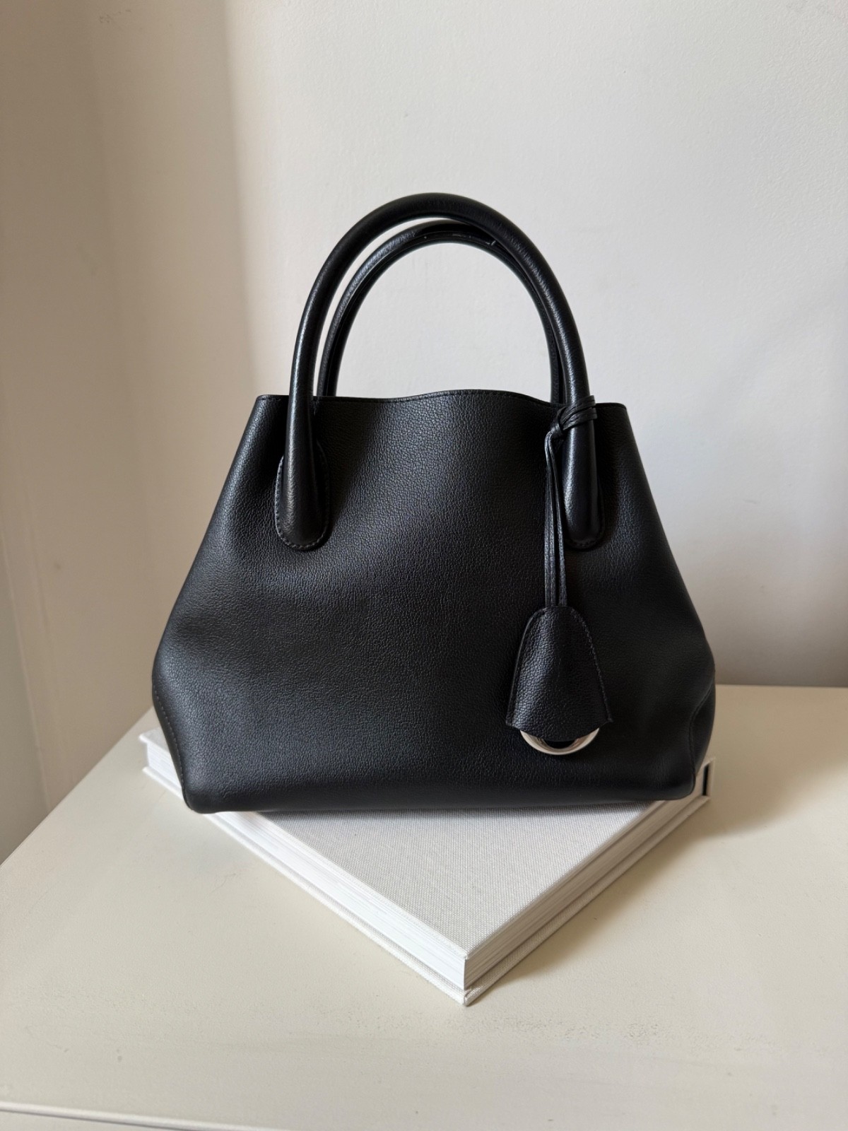 Dior / Open Bar Bag / Black Leather Raf Simons Era Shoulder Crossbody Handbag