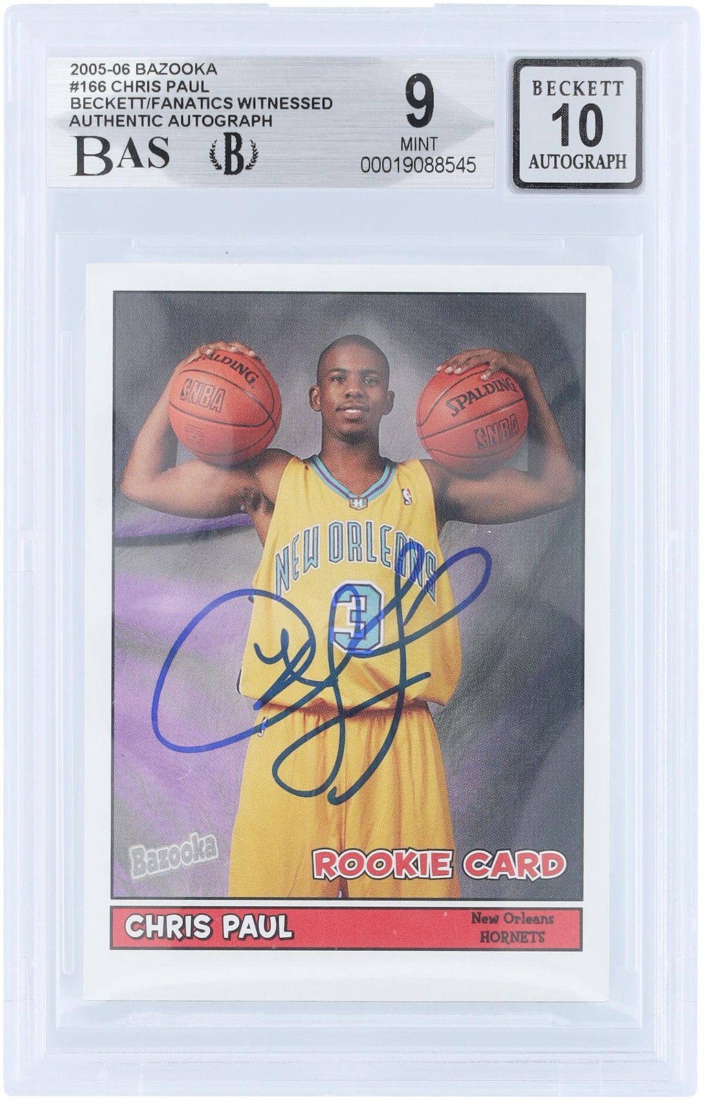 Chris Paul Hornets Signed 2005-06 Topps Bazooka #166 BAS 9/10 Rookie Card Chris Paul Hornets Signed 2005-06 Topps Bazooka #166 BAS 9/10 Rookie Card