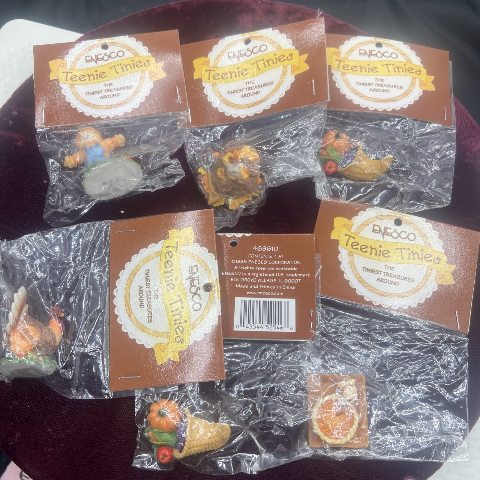 Vintage Enesco Teenie Tinies Thanksgiving Lot Of 6 Scarecrow Turkey Leaves Food Vintage Enesco Teenie Tinies Thanksgiving Lot Of 6 Scarecrow Turkey Leaves Food