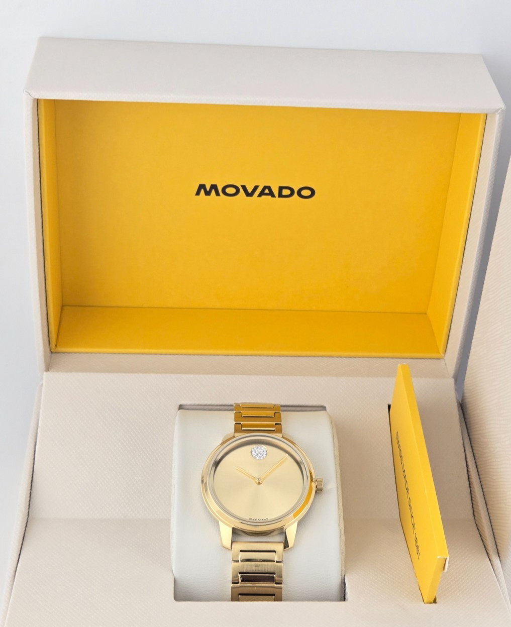 Movado Bold Women's Gold Dial Gold Tone Bracelet Watch - 3601318 ($750 MSRP)