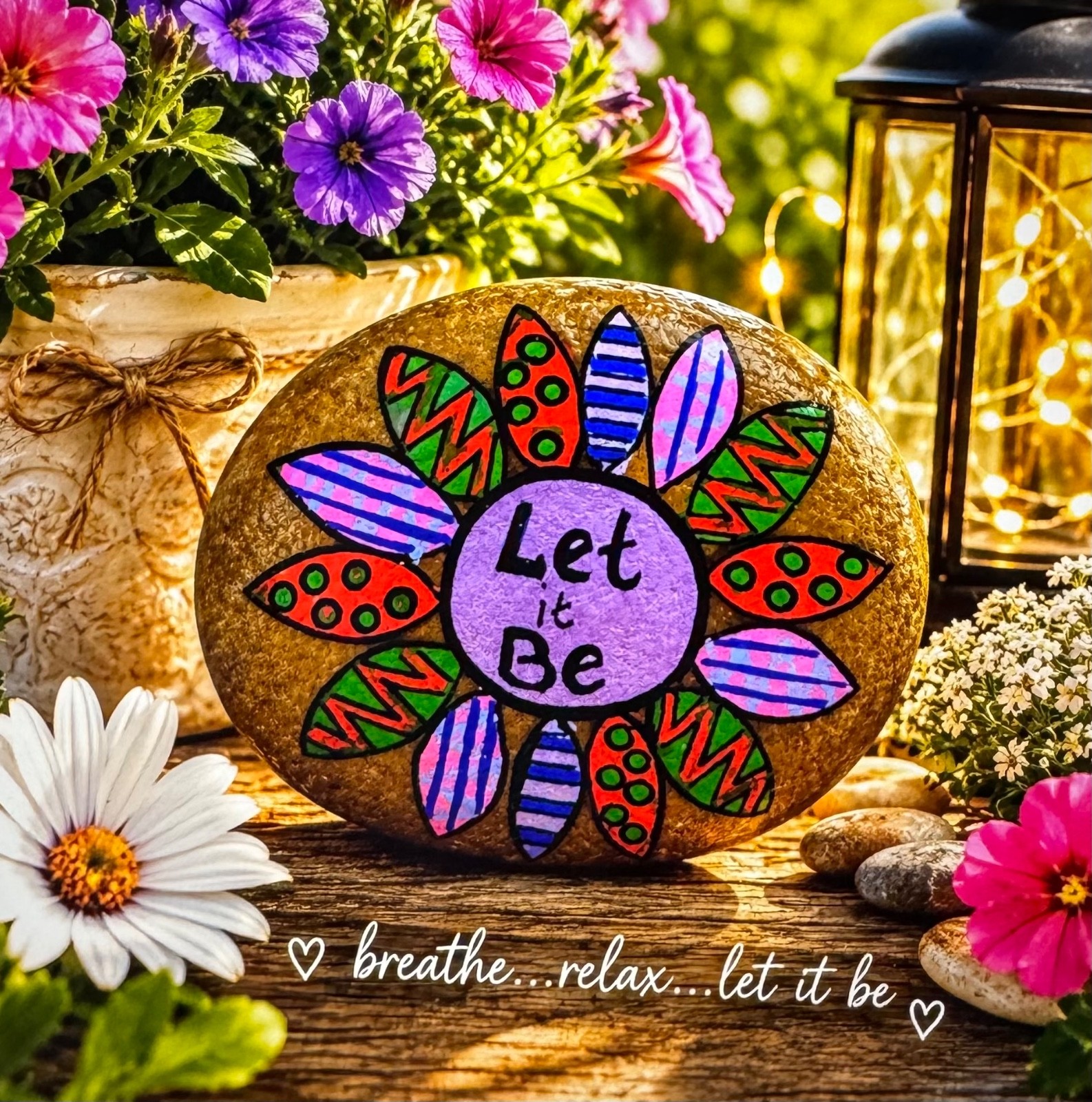 LET IT BE HANDPAINTED RIVER ROCK