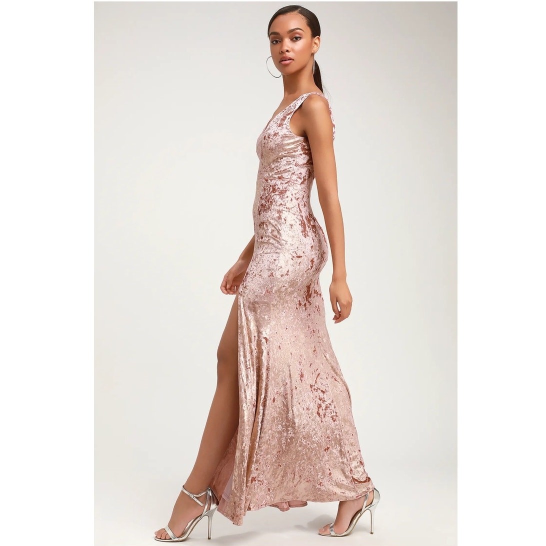 Lulu\'s Krista Mauve Pink Velvet V-Neck Sleeveless Mermaid Maxi Dress Size M NWT Lulu\'s Krista Mauve Pink Velvet V-Neck Sleeveless Mermaid Maxi Dress Size M NWT