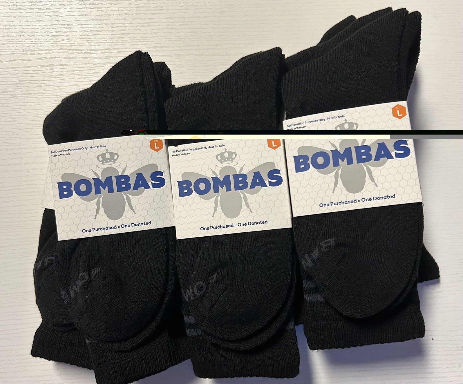 Lot of 10 large Bombas Men\'s Crew Socks Cushioned Honeycomb Black Size Large Lot of 10 large Bombas Men\'s Crew Socks Cushioned Honeycomb Black Size Large