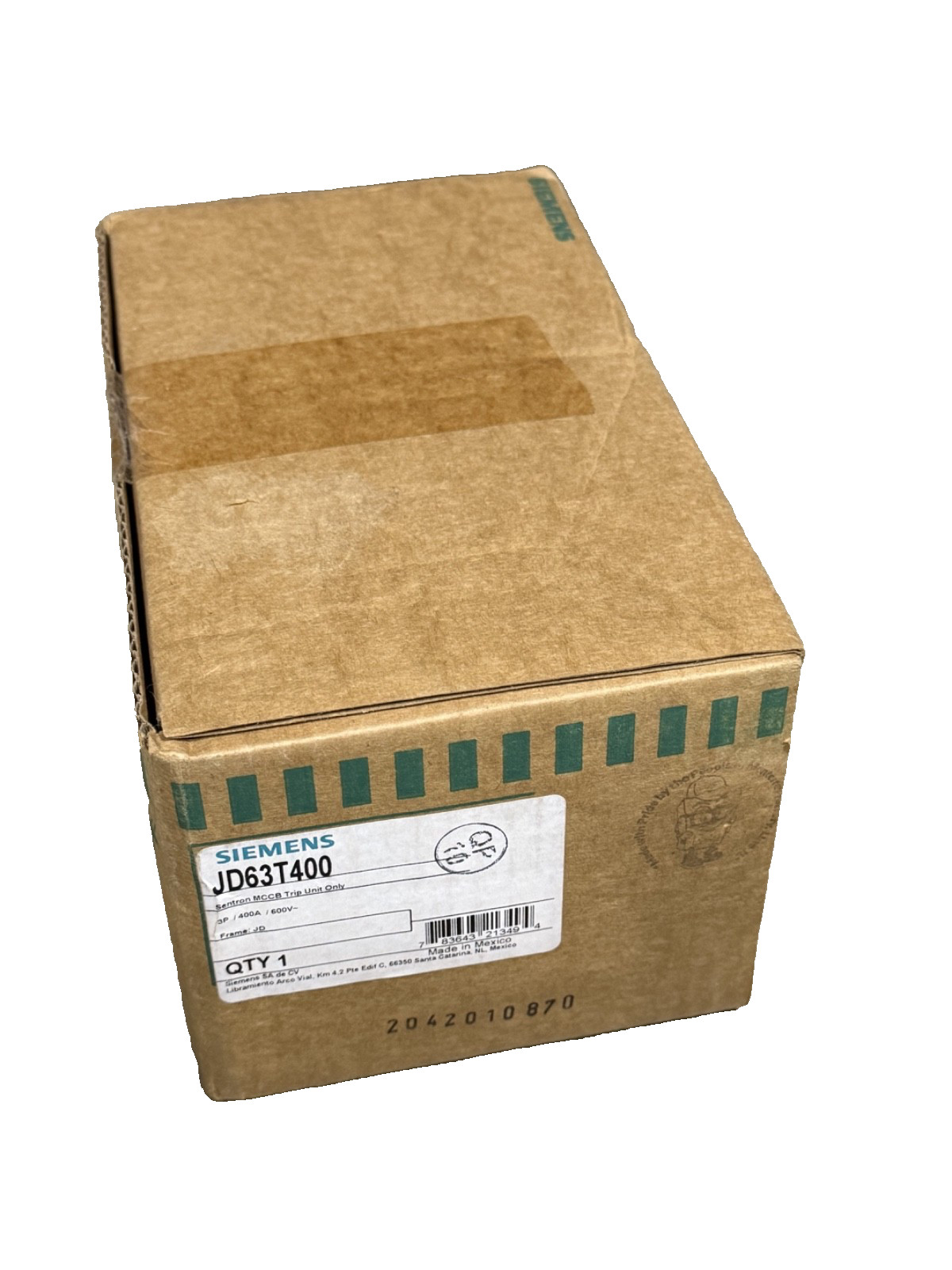 NEW Siemens JD63T400 3p 600v 400a JD/HJD Frame Trip Unit NEW IN BOX