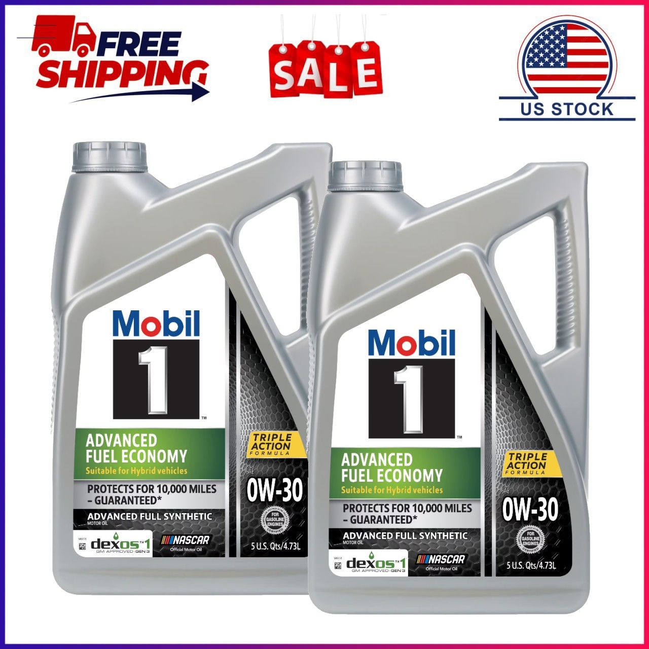 (2 pack) Mobil 1 Advanced Fuel Economy Full Synthetic Motor Oil 0W-30, 5 Quart (2 pack) Mobil 1 Advanced Fuel Economy Full Synthetic Motor Oil 0W-30, 5 Quart