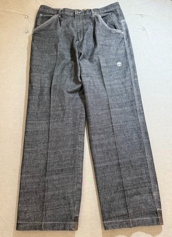 Timberland Boot Baggy Jeans Mens 38 Black Denim Relaxed Pocketed Men Y2K 38X32.