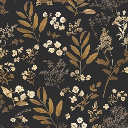 Wallpaper Roll 17.5x393, Black Floral Peel Stick Contact Paper