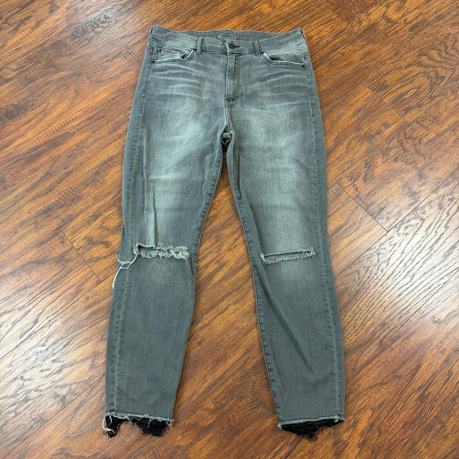 Mother Jeans Womens 32 Gray Looker Ankle Fray High Rise Dagger Distressed 30x26