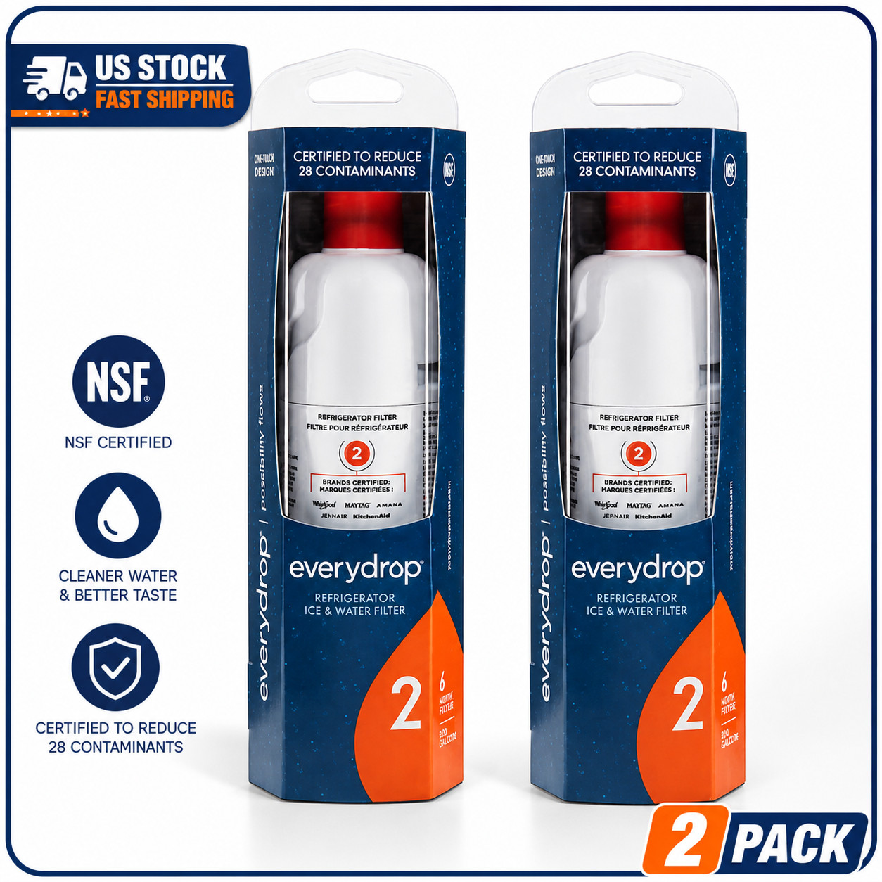 2PACK W10413²645A EDR2²RXD1 Filter 2 9082 Refrigerator Ice Replacement Sealed US 2PACK W10413²645A EDR2²RXD1 Filter 2 9082 Refrigerator Ice Replacement Sealed US