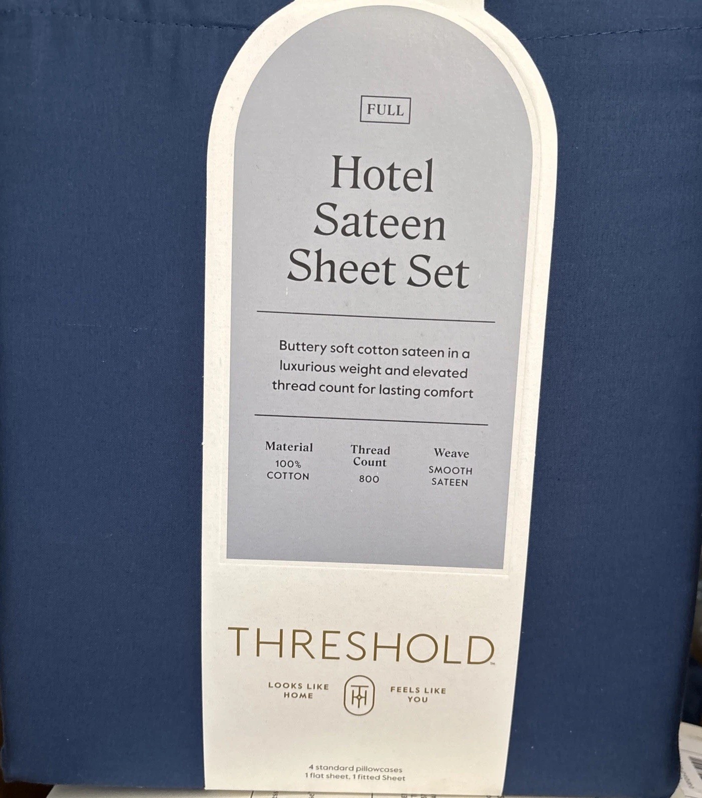 Threshold Hotel Sateen Sheet Set Size Full 6 Pc 800 Thread Cotton Graphite Blue Threshold Hotel Sateen Sheet Set Size Full 6 Pc 800 Thread Cotton Graphite Blue