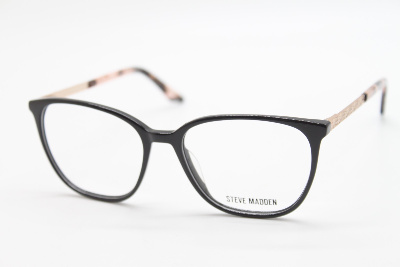 NEW STEVE MADDEN DALEY BLACK GOLD TORT TEMPLES AUTHENTIC EYEGLASSES 52-16