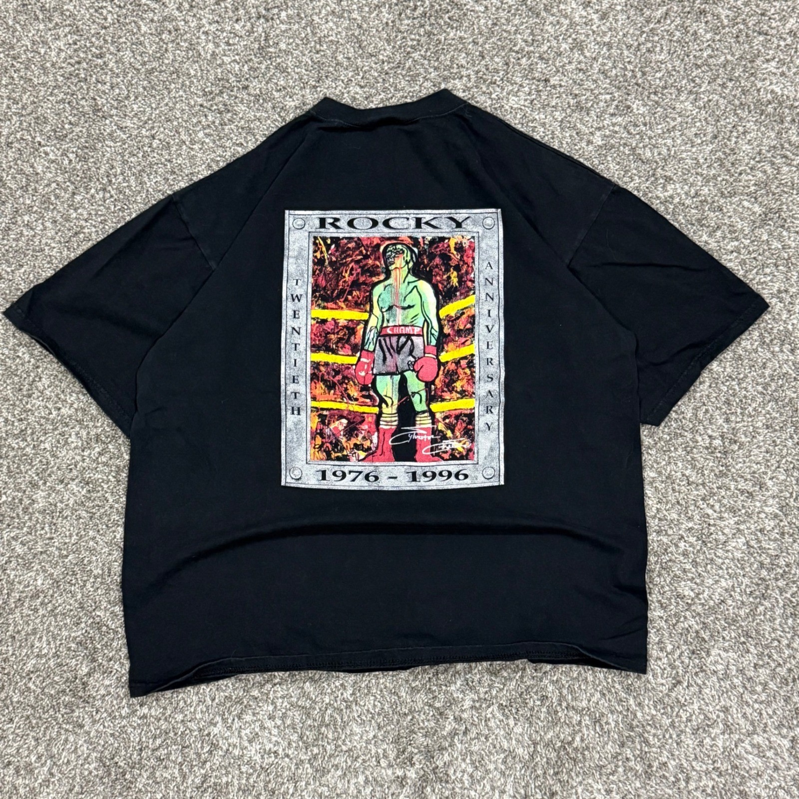 Vintage 90s Planet Hollywood Rocky Movie 20th Anniversary T-Shirt Mens XL USA
