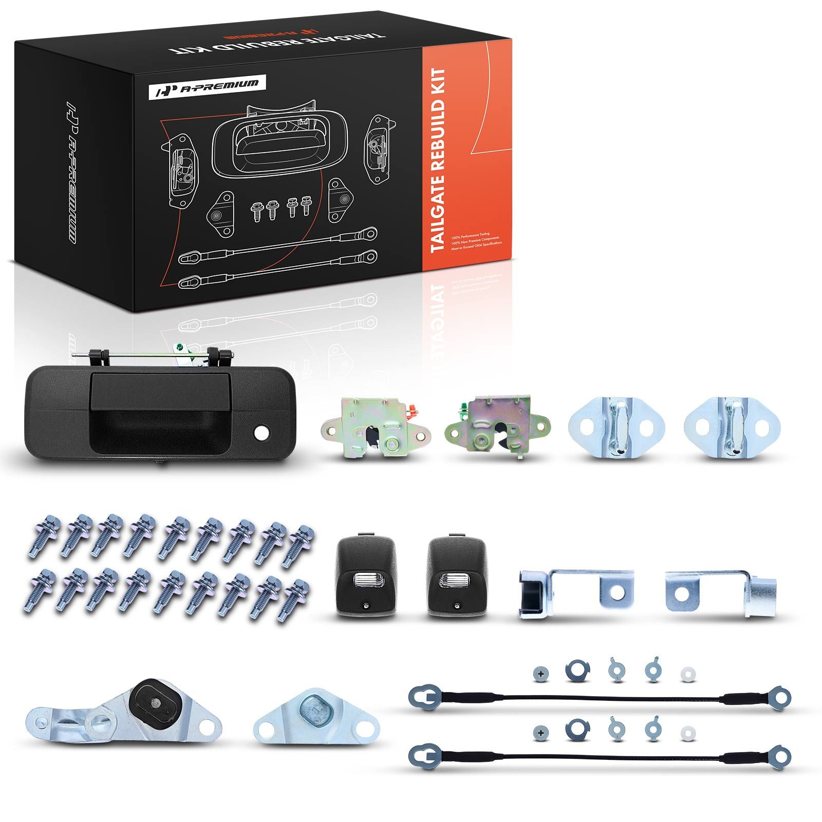 A-Premium Metal Tailgate Hardware Rebuild Kit with Cable for Toyota Tundra 07-13