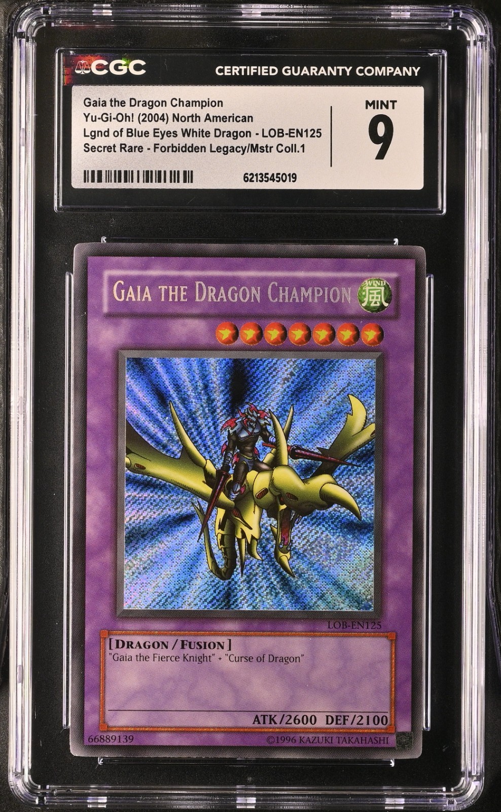 2004 Yu-Gi-Oh Gaia the Dragon Champion LOB-EN125 Master Collection CGC 9 2004 Yu-Gi-Oh Gaia the Dragon Champion LOB-EN125 Master Collection CGC 9