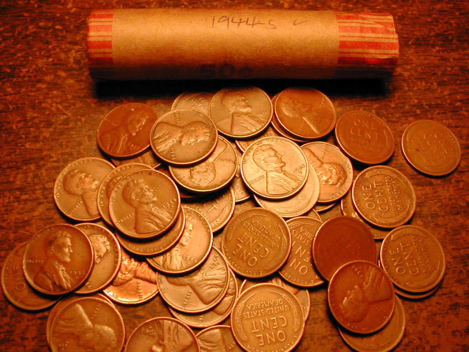 1944-S LINCOLN WHEAT CENT PENNY ROLL, nice condition 1944-S LINCOLN WHEAT CENT PENNY ROLL, nice condition