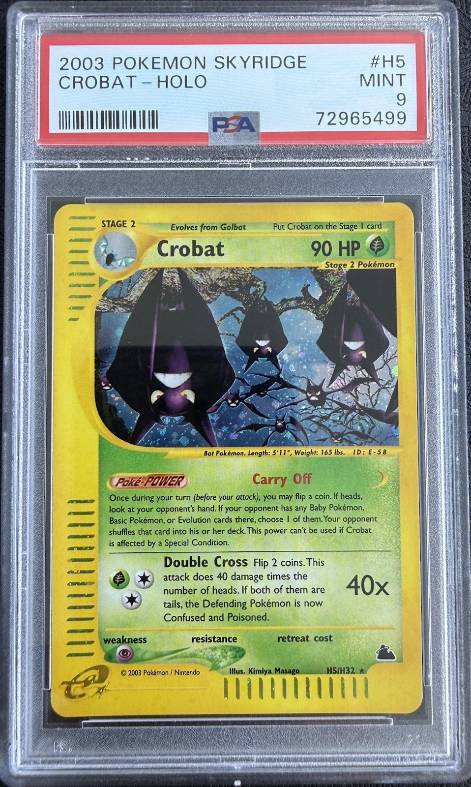Crobat 2003 Pokémon Skyridge Nintendo Holo H5/H32 English PSA 9 Mint Crobat 2003 Pokémon Skyridge Nintendo Holo H5/H32 English PSA 9 Mint