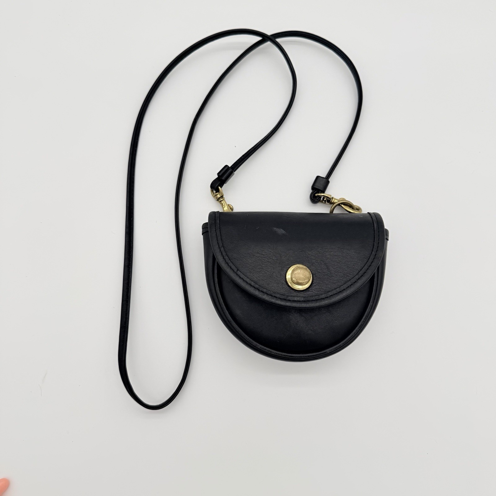 Vintage COACH Mini Crossbody Black Leather Pouch Belt Loops Purse Bag 90’s