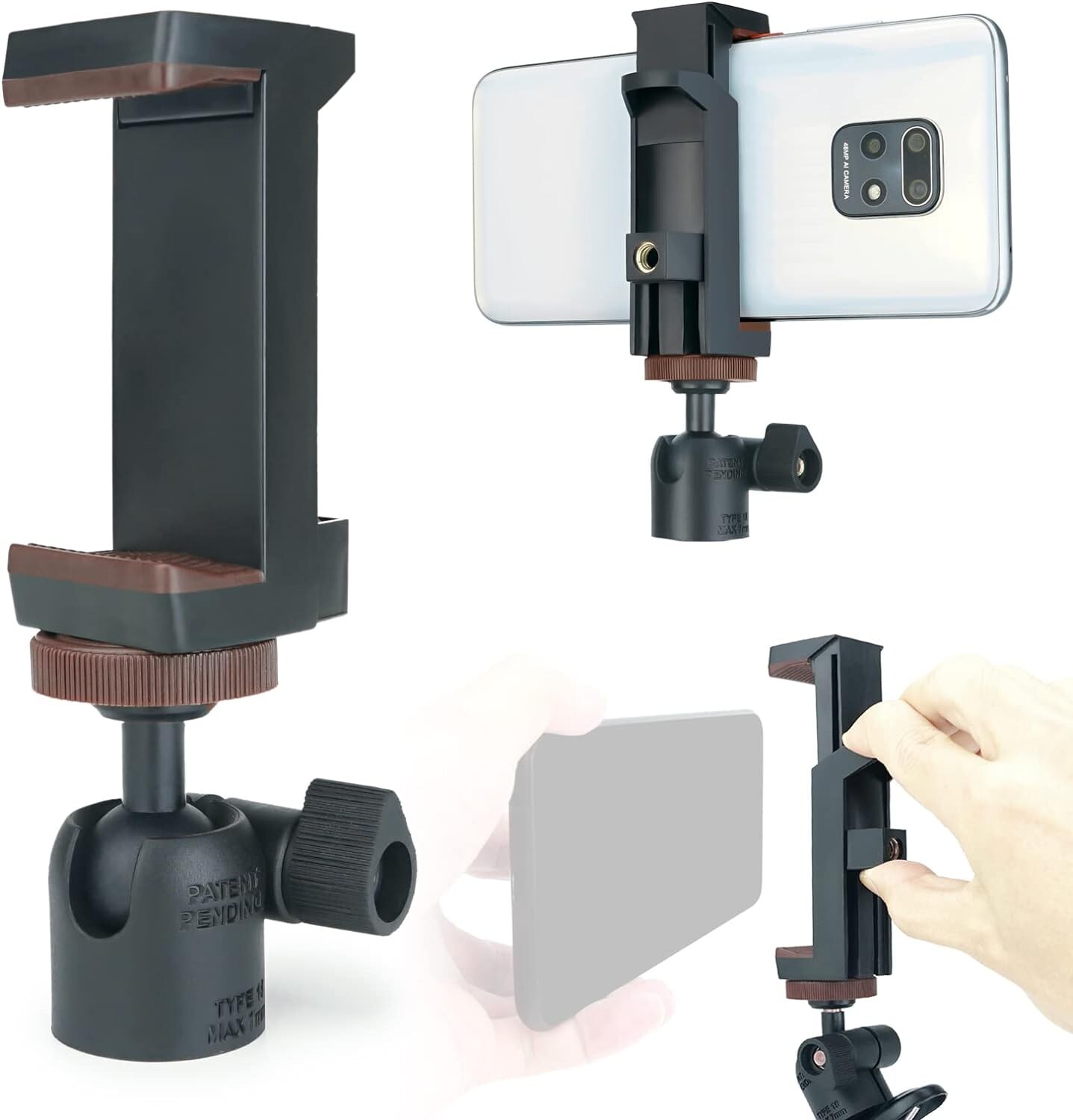 Universal Cell Phone Tripod Mount Adapter 360 Rotation Ball Head for Smartphone