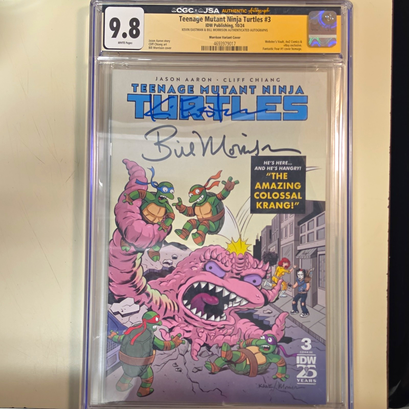Teenage Mutant Ninja Turtles #3 CGC 9.8 Dual Signed Eastman & Morrison IDW 2024 Teenage Mutant Ninja Turtles #3 CGC 9.8 Dual Signed Eastman & Morrison IDW 2024