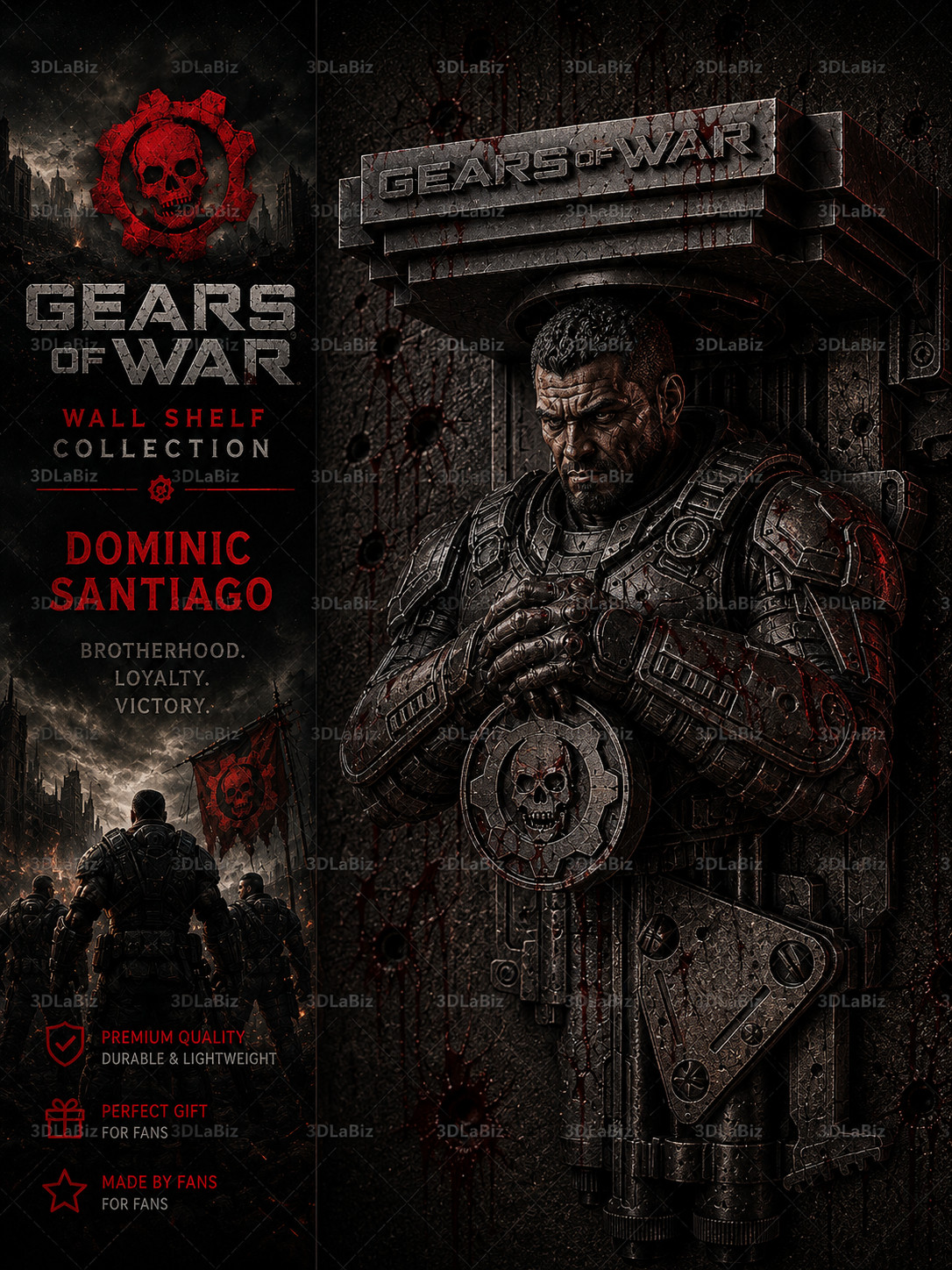 GOW Gears Of War Dominic Santiago Like 7x7 Top Floating Shelf GOW Gears Of War Dominic Santiago Like 7x7 Top Floating Shelf