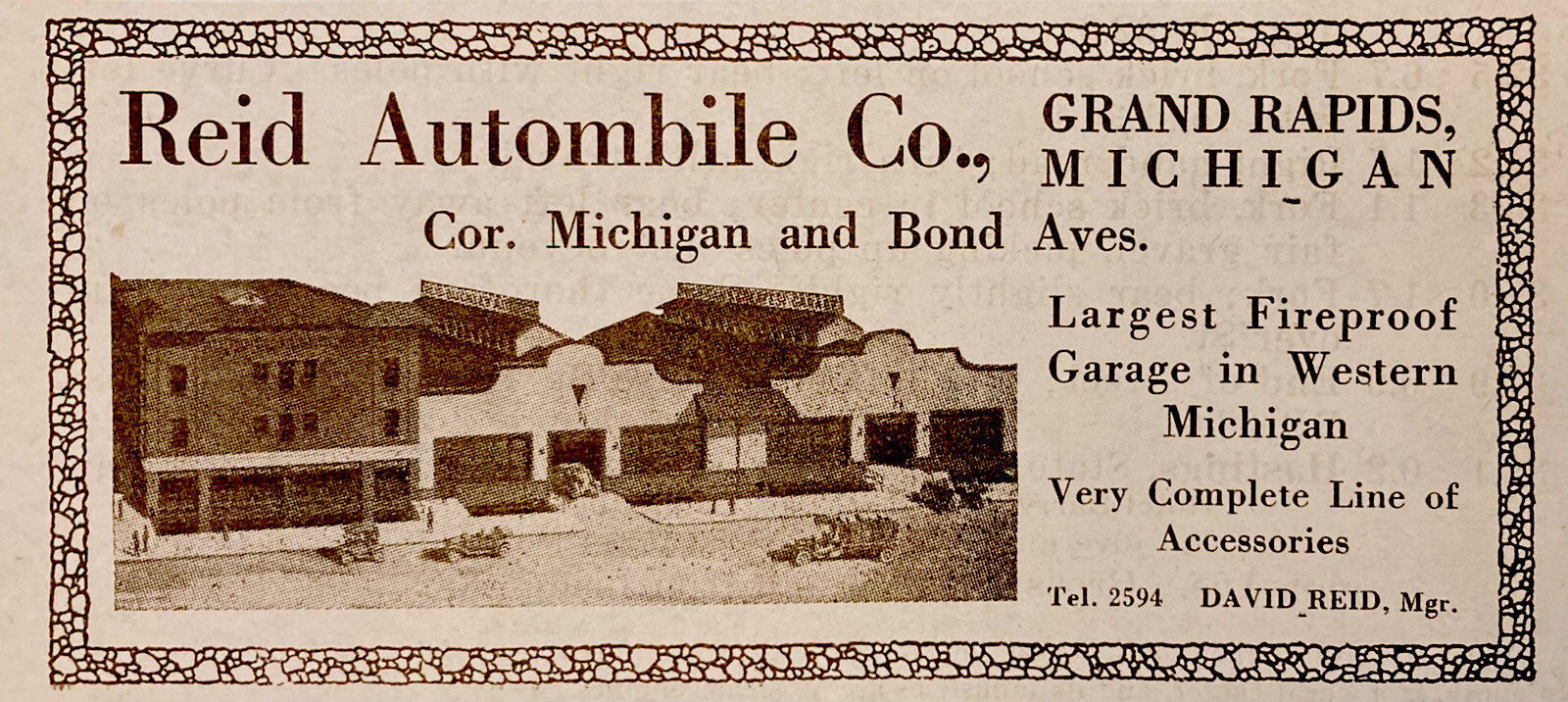 1917 AD.(N7)~REID AUTOMOBILE CO. GRAND RAPIDS, MI. CORNER OF MICHIGAN & BOND AVE 1917 AD.(N7)~REID AUTOMOBILE CO. GRAND RAPIDS, MI. CORNER OF MICHIGAN & BOND AVE