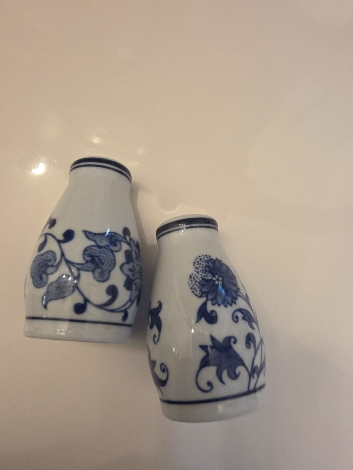Pier 1 Mandarin Porcelain Salt and Pepper Shakers Cobalt Blue & White Retired