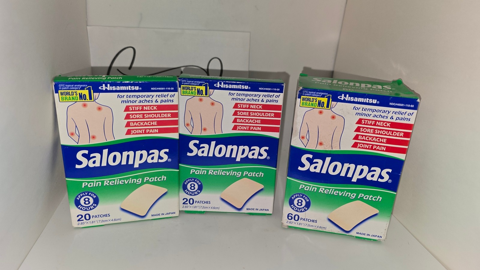 3 Pack Lot Salonpas Backache Joint Pain 100 Patches