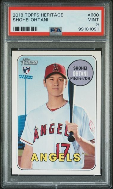 #313 - PSA 9 2018 TOPPS HERITAGE #600 SHOHEI OHTANI ROOKIE QTY RC [10/09 BRG]