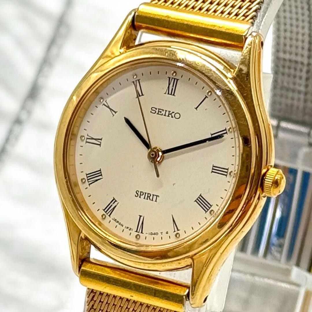 Tested Seiko 1F21-0J70 Quartz White Vintage New Battery Women\'s Wristwatch Used