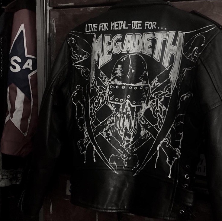 Custom Megadeth Hand Painted Leather Motorcycle Jacket 1980s Thrash Metal RARE Custom Megadeth Hand Painted Leather Motorcycle Jacket 1980s Thrash Metal RARE