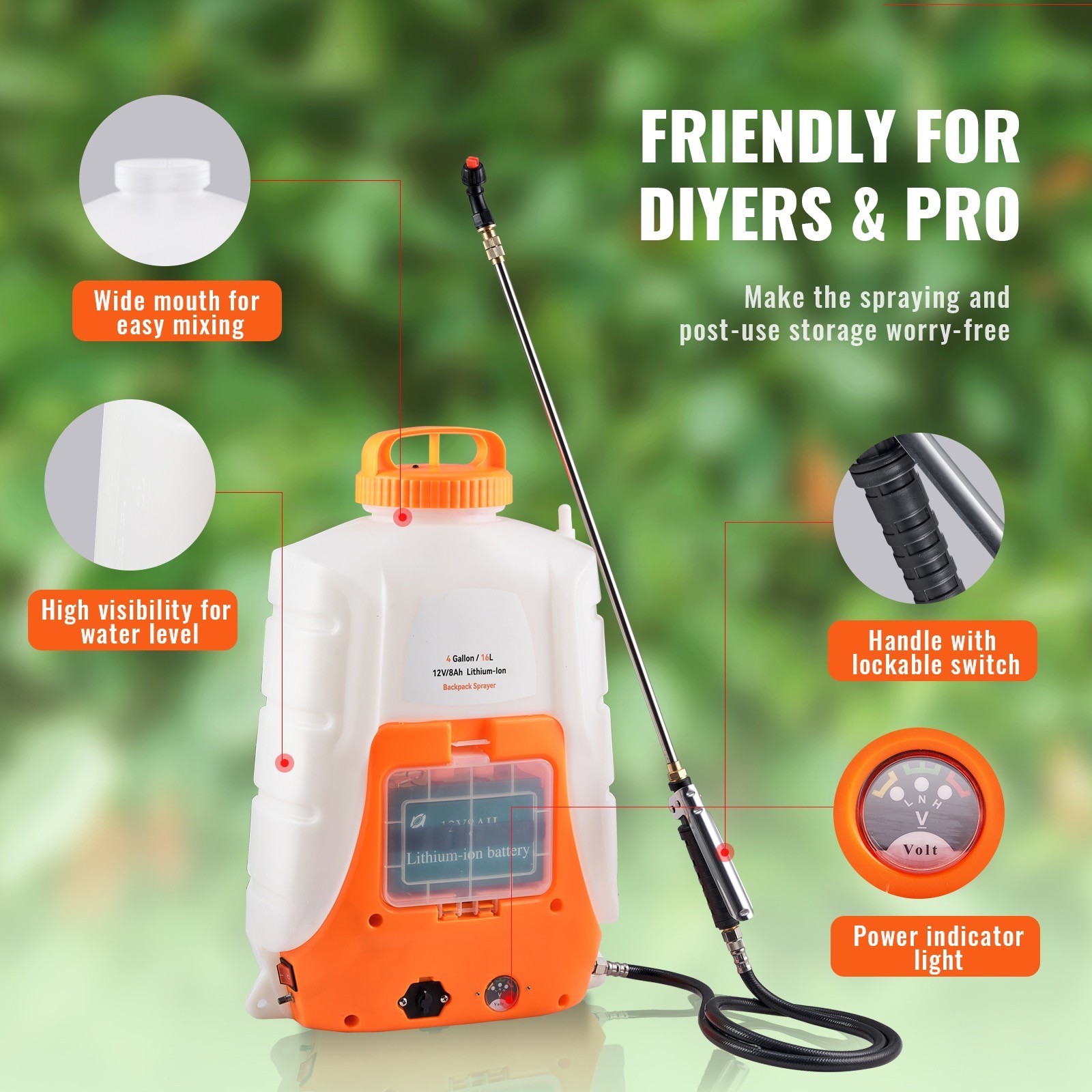 VEVOR 4 Gal Battery Powered Backpack Sprayer 0-90 PSI Adjustable VEVOR 4 Gal Battery Powered Backpack Sprayer 0-90 PSI Adjustable