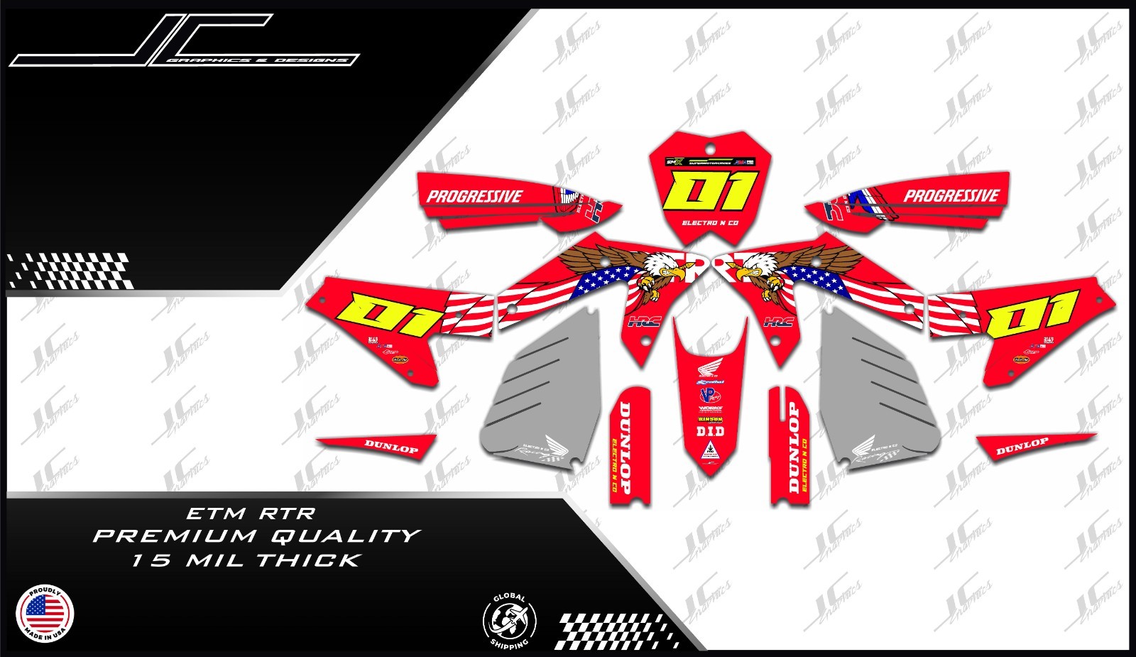 ETM RTR graphics kit decals  THICK AND HIGH GLOSS .....