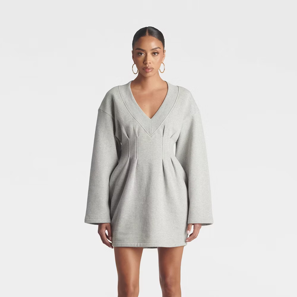 KBB by KAHLANA Women\'s Long Sleeve \'The V-Neck Sweatshirt Dress\' - Heather
