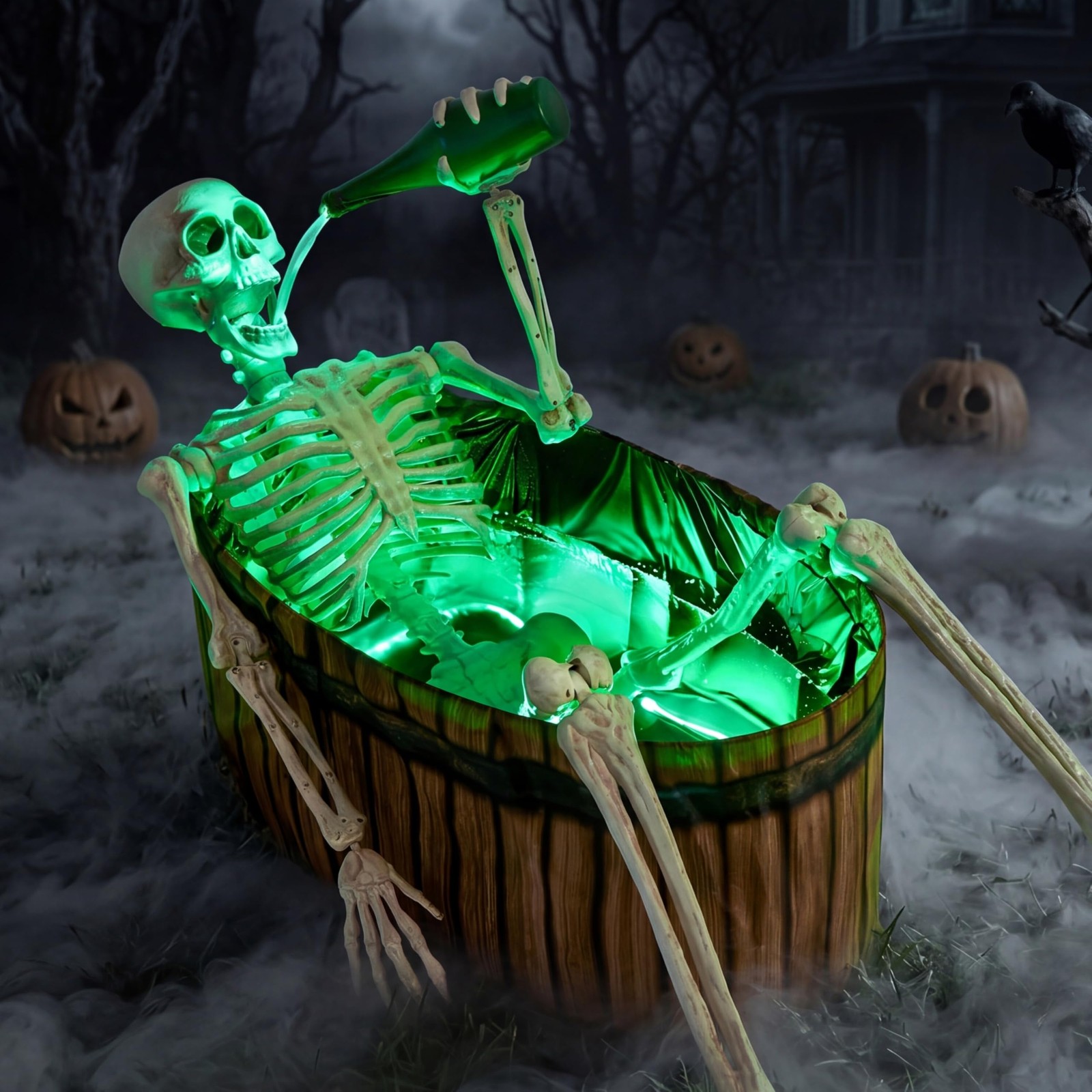 JOYIN 5ft Halloween Animatronic Drinking Skeleton Decorations, Outdoor WHITE JOYIN 5ft Halloween Animatronic Drinking Skeleton Decorations, Outdoor WHITE