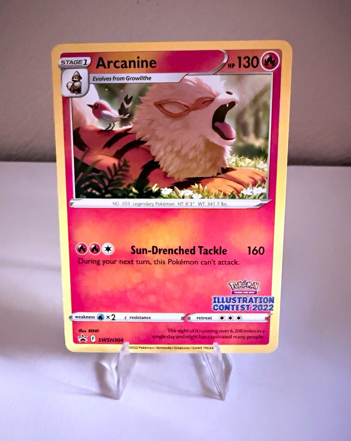 Pokemon TCG Arcanine Holo Promo SWSH304 Illustration Contest 2022 English