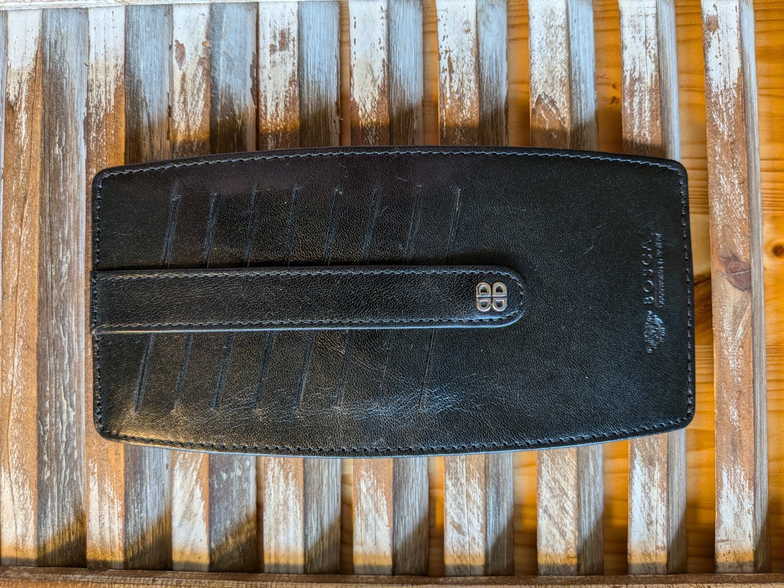 NIB VINTAGE BOSCA LEATHER WALLET, BLK W CARD HOLDERS & CASH COMPARTMENT, SLIM NIB VINTAGE BOSCA LEATHER WALLET, BLK W CARD HOLDERS & CASH COMPARTMENT, SLIM