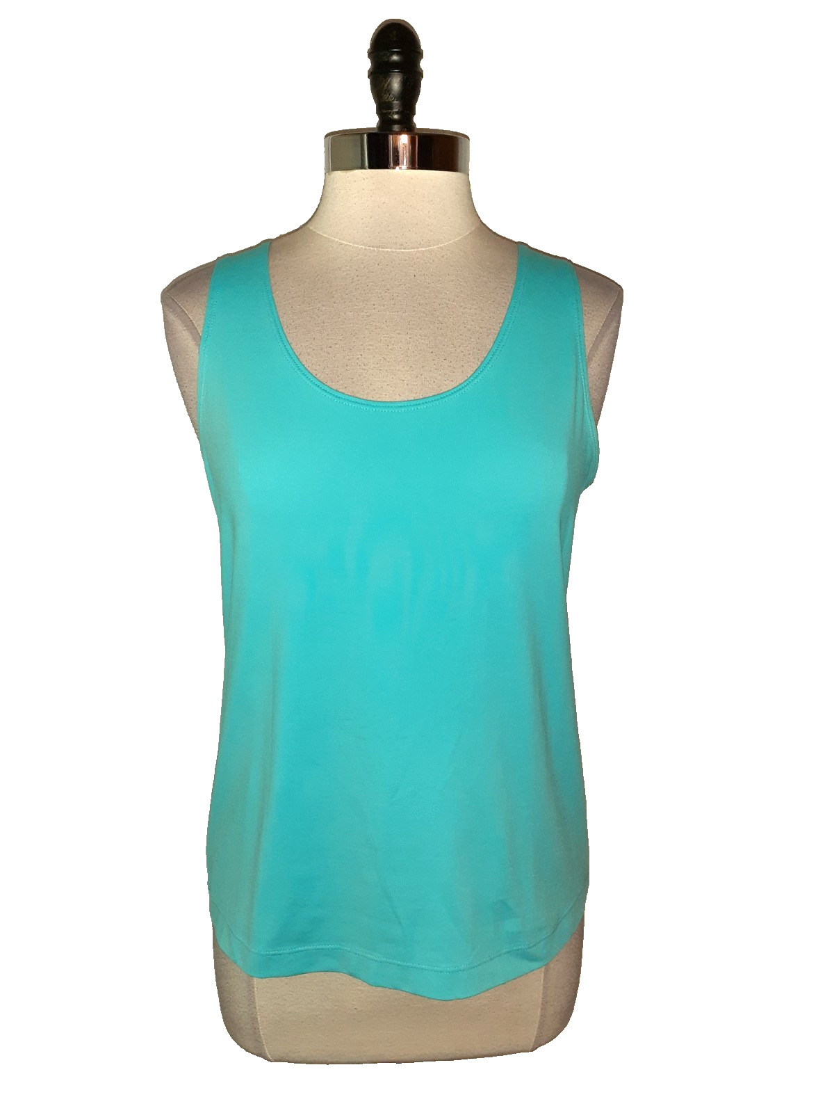 CHICO\'S Size 2 12 14 L Camisole Tank Top Aqua Blue Sleeveless Stretch Knit CHICO\'S Size 2 12 14 L Camisole Tank Top Aqua Blue Sleeveless Stretch Knit