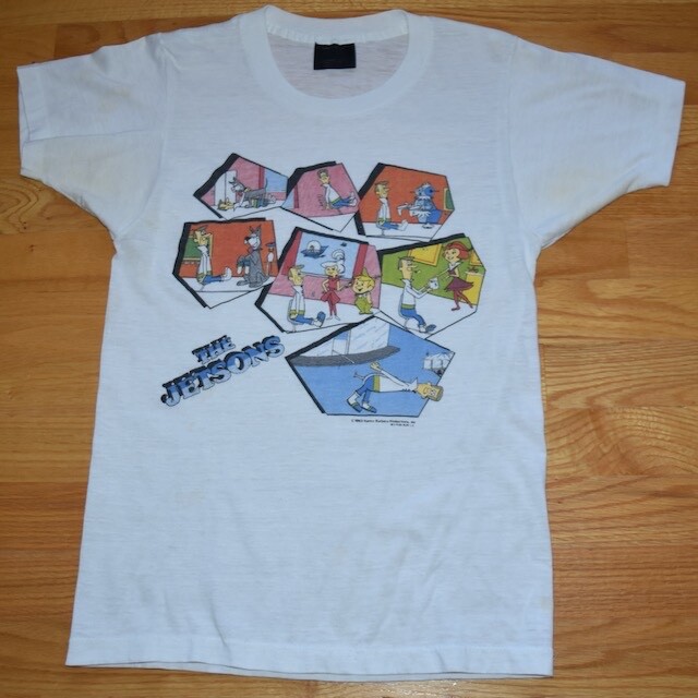 Rare VTG 1980s Jetsons T Shirt White Thin Single Stitch Space Astro USA Read S