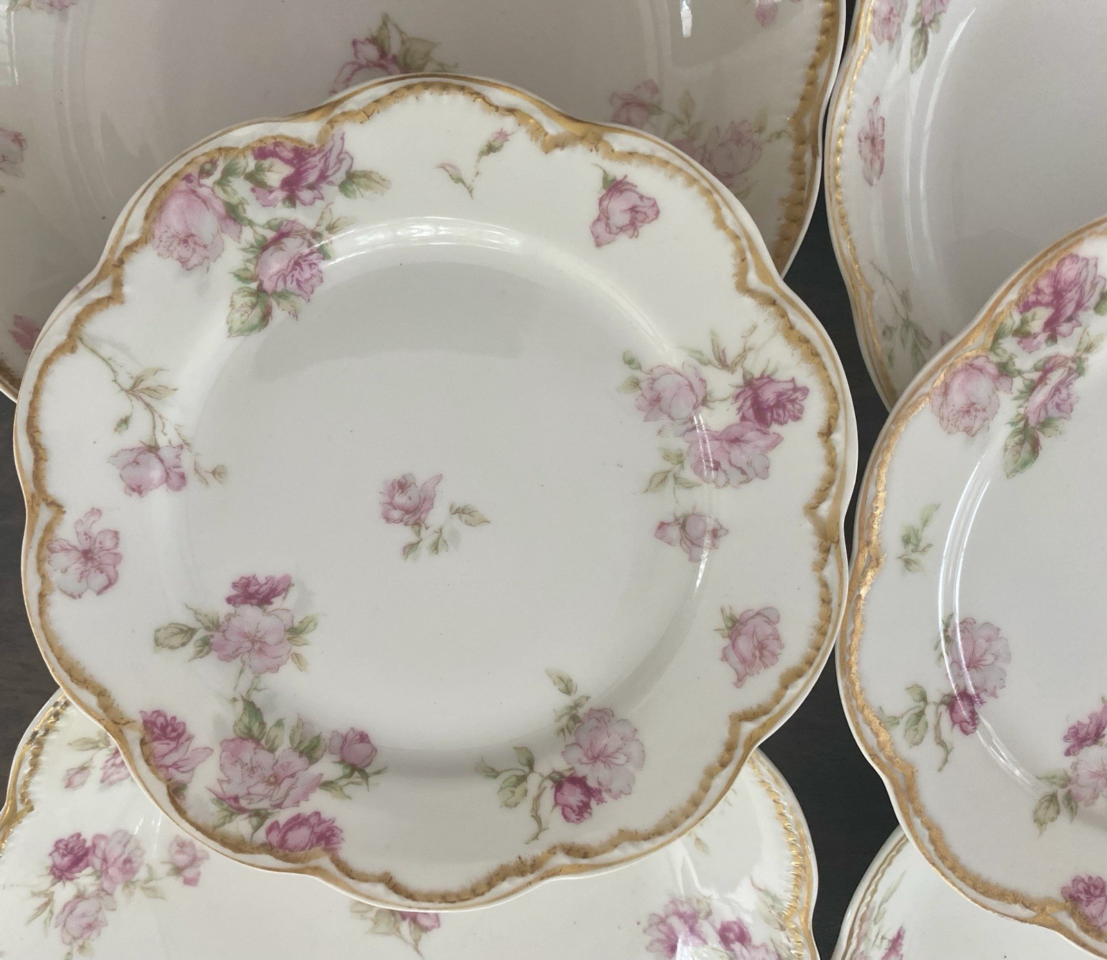 Set Of Limoges HAVILAND DROP ROSE Schleiger 10 Plates Set Of Limoges HAVILAND DROP ROSE Schleiger 10 Plates