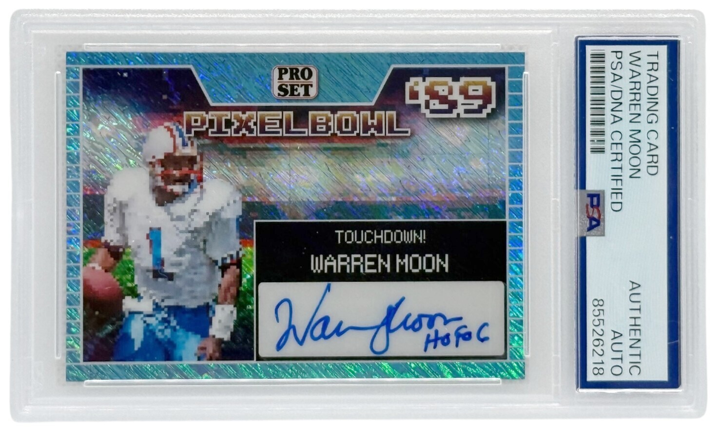 Warren Moon Autographed 2024 Leaf Pro Set \'89 Pixel Bowl PSA Authenticated