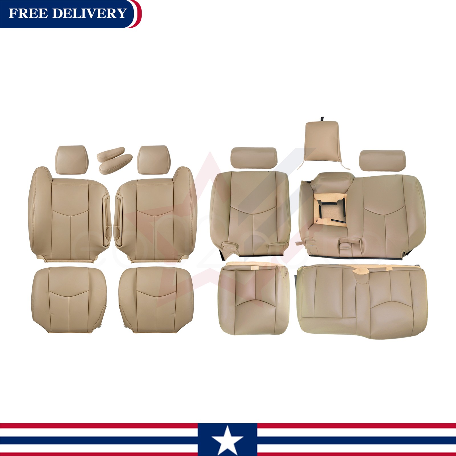 Fits 2003-2006 Chevy Silverado GMC Sierra Front & Rear Seat Cover 522 Med TAN