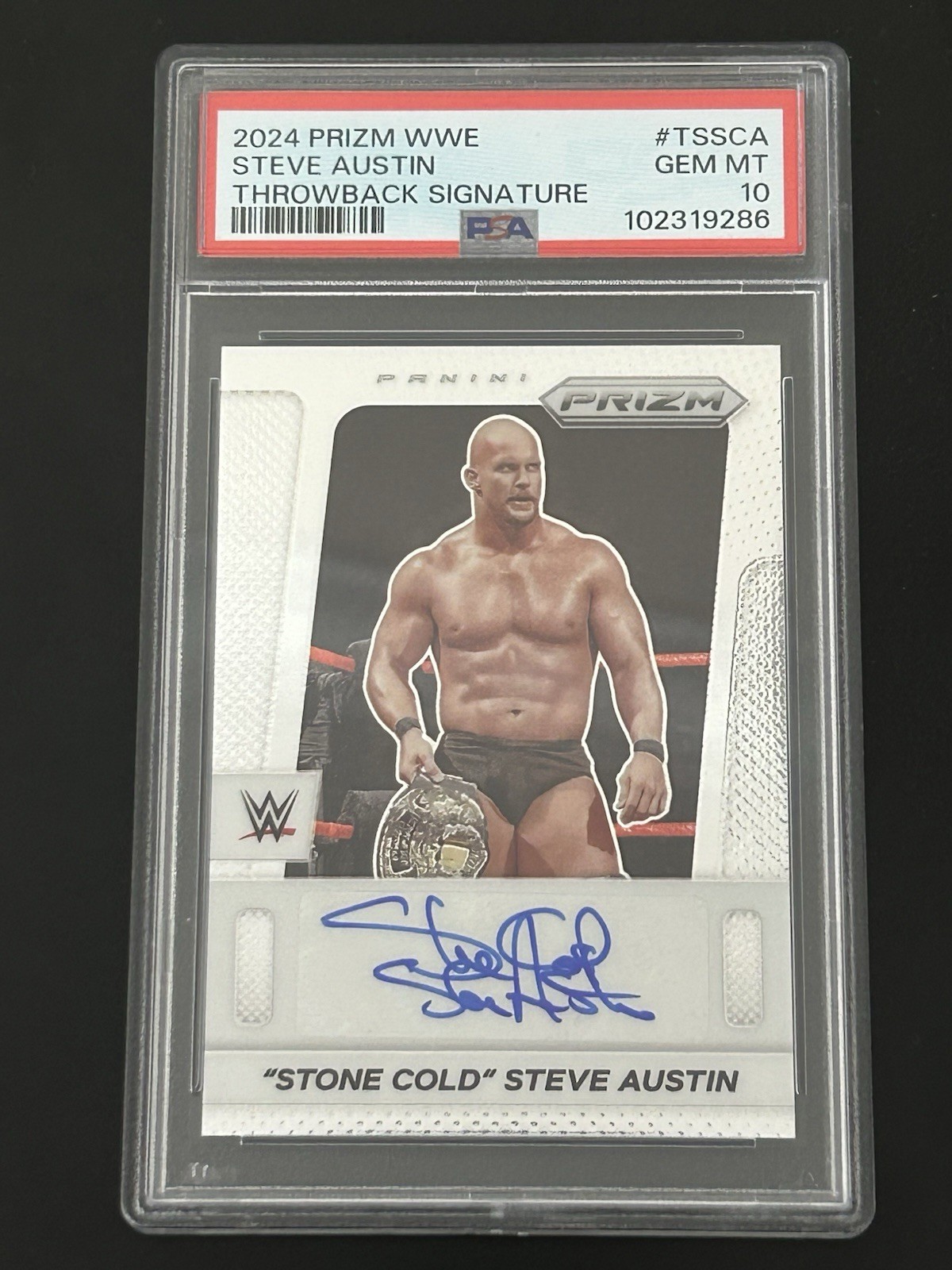 2024 Panini Prizm WWE Throwback Signatures Stone Cold PSA 10 Pop 7 Autograph 💀 2024 Panini Prizm WWE Throwback Signatures Stone Cold PSA 10 Pop 7 Autograph 💀