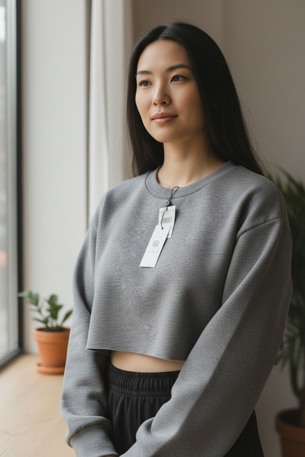 Socialite Crop Sweatshirt Top Crew Neck Pullover Fleece Gray, M Nordstrom Socialite Crop Sweatshirt Top Crew Neck Pullover Fleece Gray, M Nordstrom
