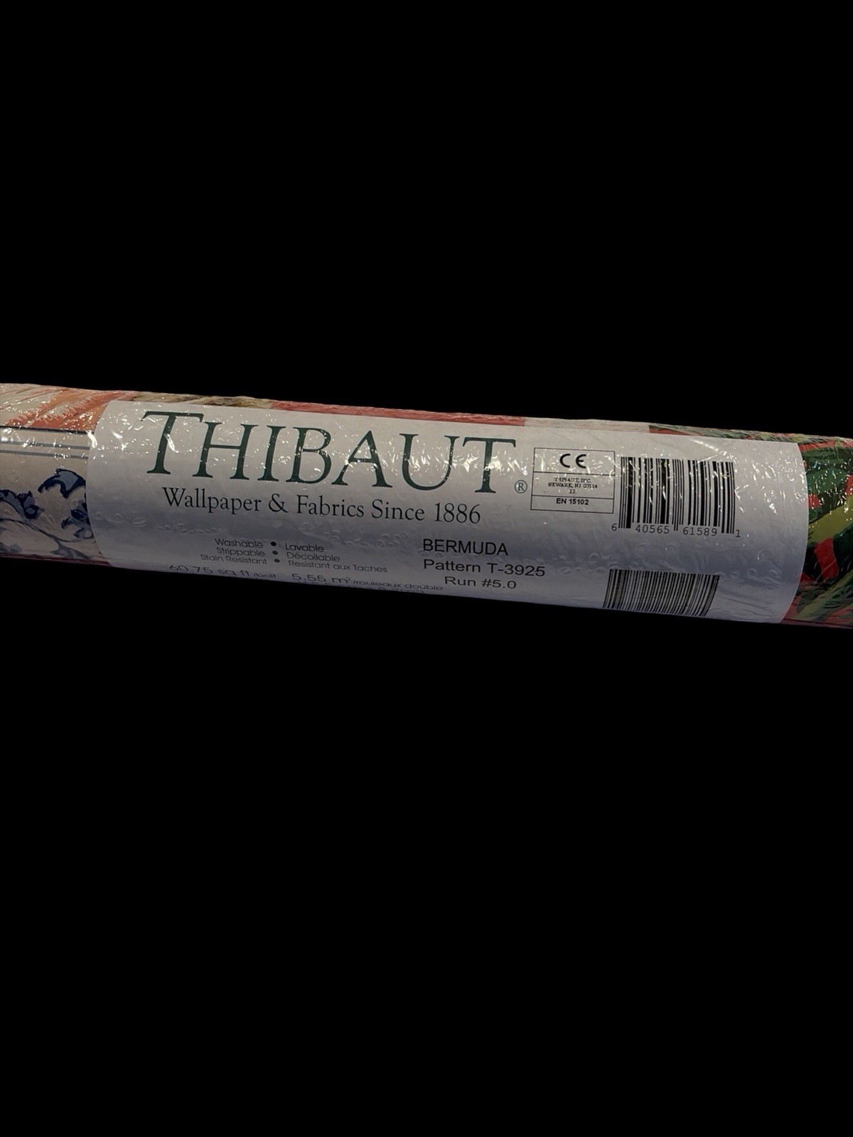 Vintage THIBAUT Wallpaper T-3925 Bermuda Double Roll Sealed Chinoiserie NEW