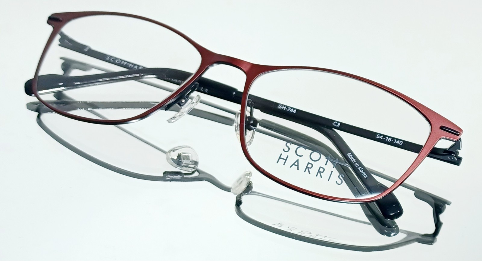 Originale SCOTT HARRIS SH-744 C3 Eyeglasses WINE/BLACK New Metal 54-16-140