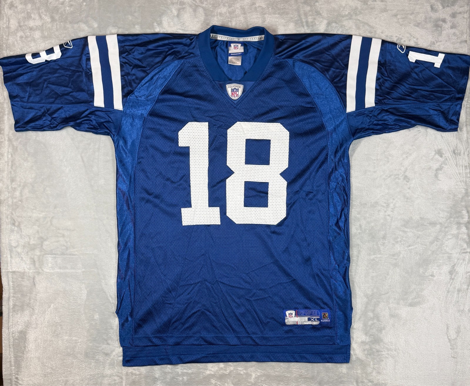 Reebok Mens XL Peyton Manning #18 Indianapolis Colts NFL On Field Jersey Blue 