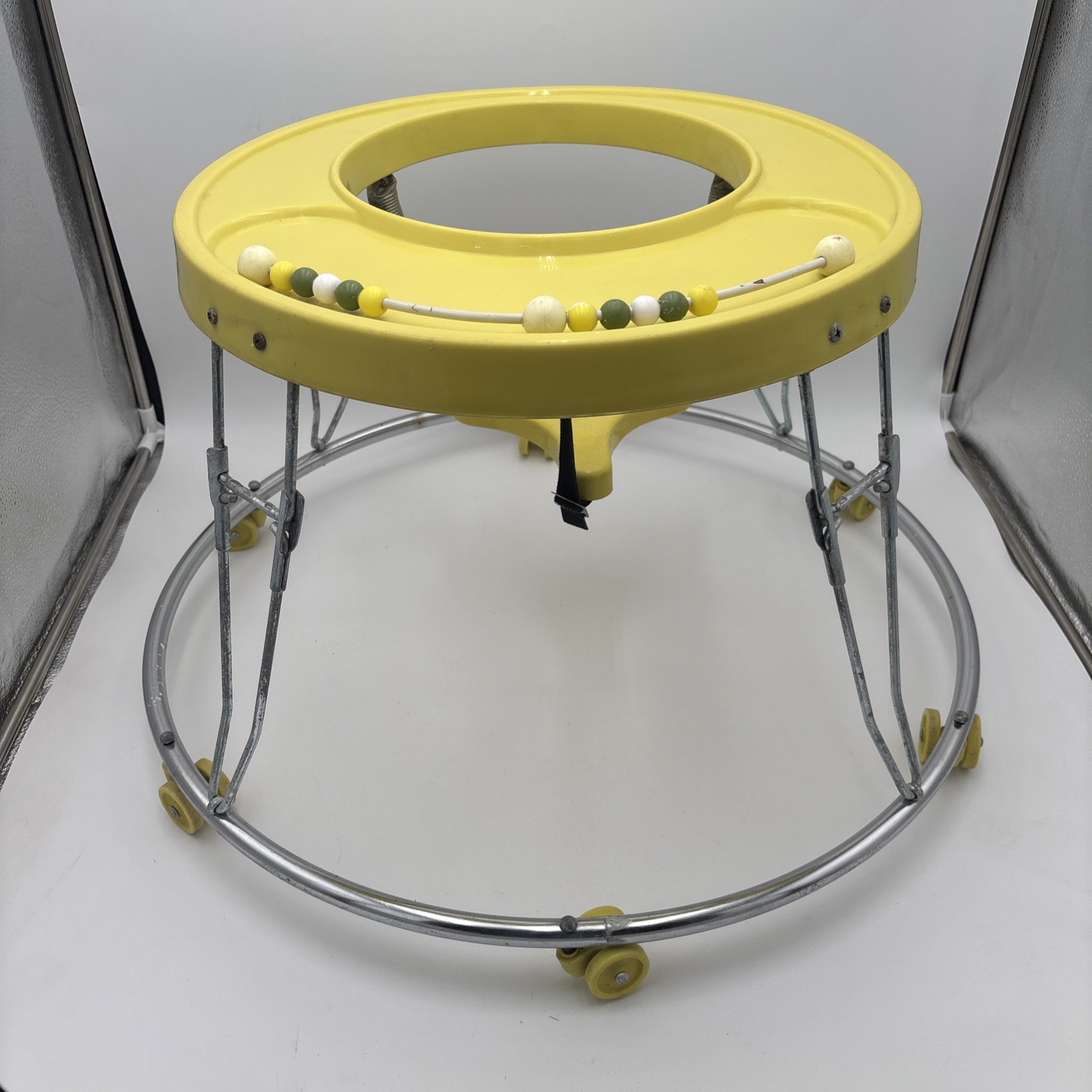 VINTAGE Graco Yellow Round About Baby Walker #4800Y Bead Toy