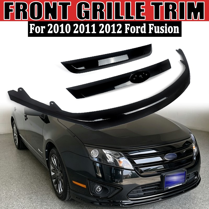 1 Set For 2010-2012 Ford Fusion SE Gloss Black Front Grille Grill Molding Trims