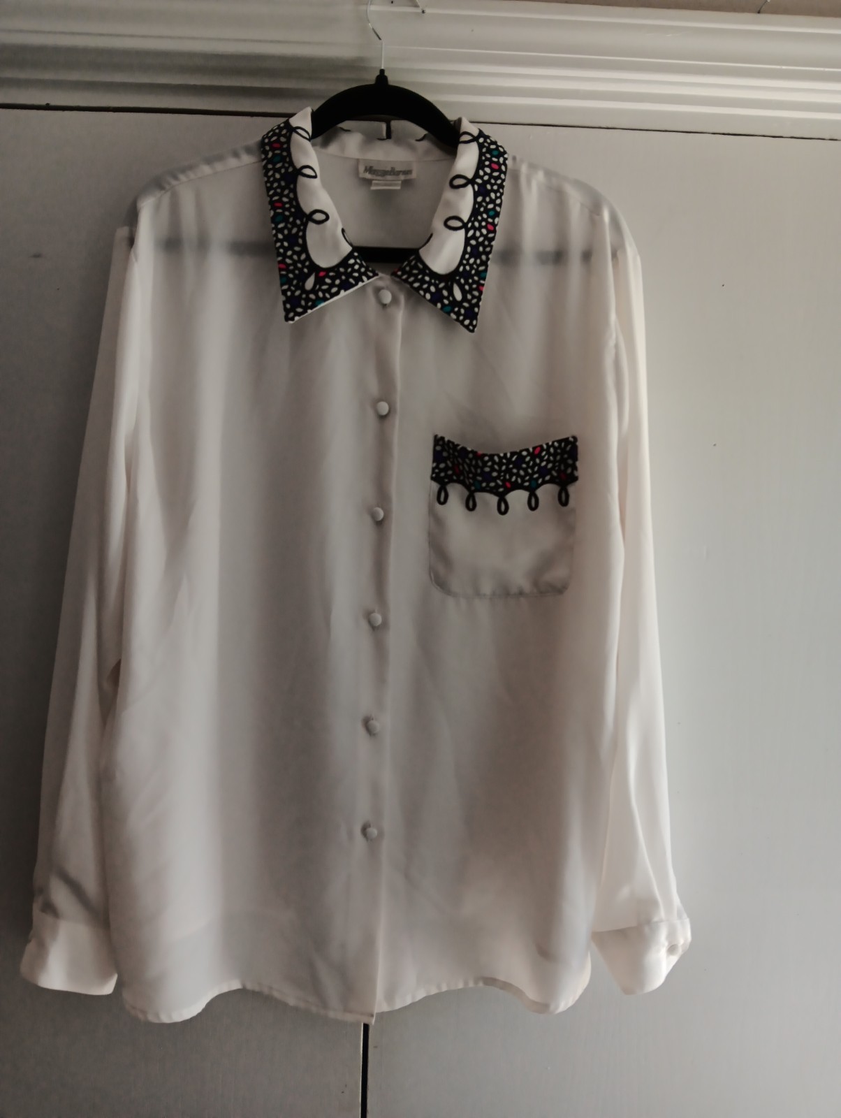VTG Maggie Barnes White Button Up Top Collared Blouse Plus 20W Long Sleeves VTG Maggie Barnes White Button Up Top Collared Blouse Plus 20W Long Sleeves